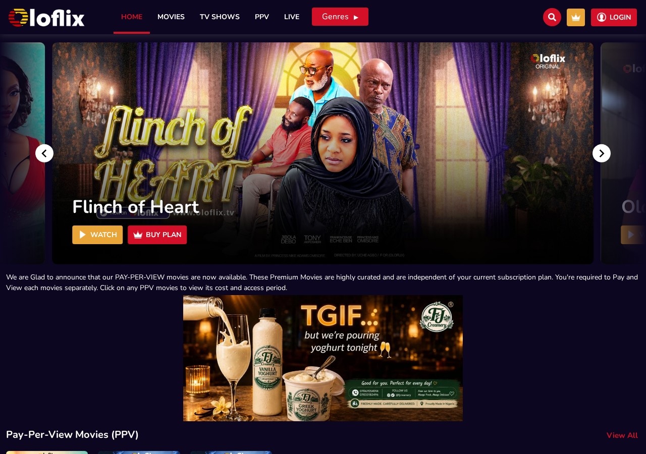oloflix.tv homepage Project screenshot