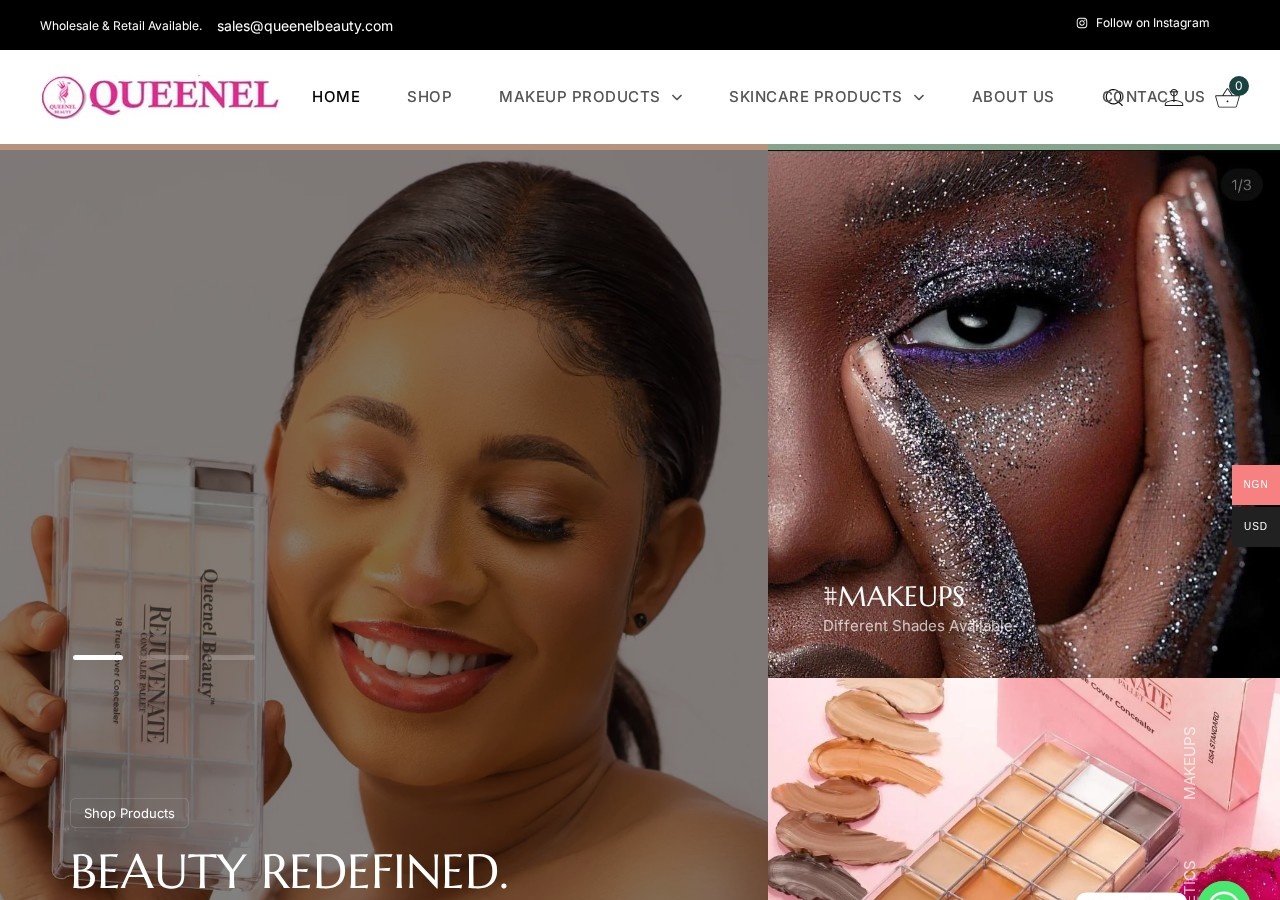 queenelbeauty.com homepage Project screenshot