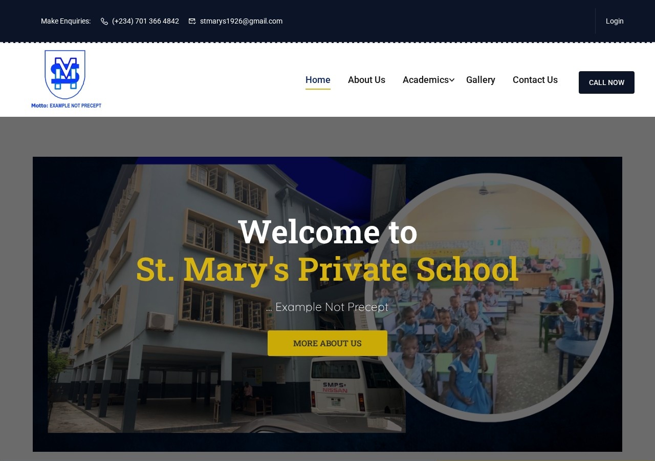 stmaryprivateschlagos.com.ng homepage Project screenshot